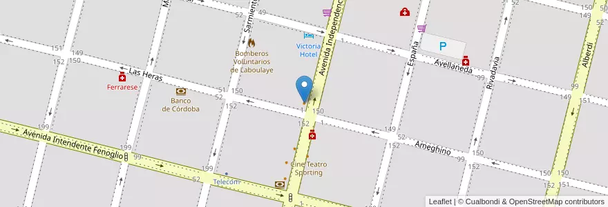 Mapa de ubicacion de Rodisi en Argentine, Córdoba, Departamento Presidente Roque Sáenz Peña, Pedanía La Amarga, Municipio De Laboulaye, Laboulaye.