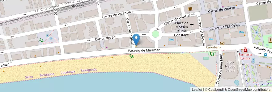 Mapa de ubicacion de Rodizio en スペイン, カタルーニャ州, Tarragona, Tarragonès, Salou.
