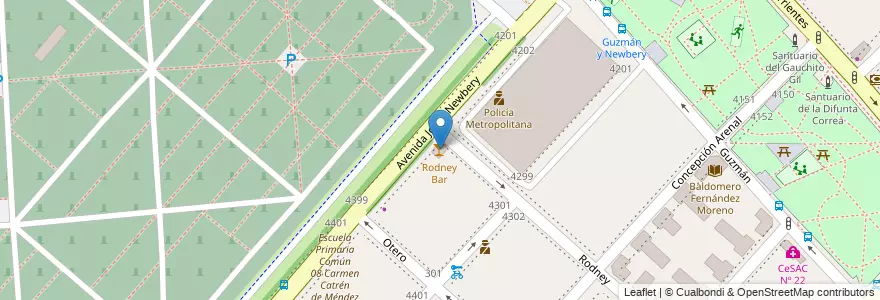 Mapa de ubicacion de Rodney Bar, Chacarita en Argentinien, Ciudad Autónoma De Buenos Aires, Buenos Aires, Comuna 15.