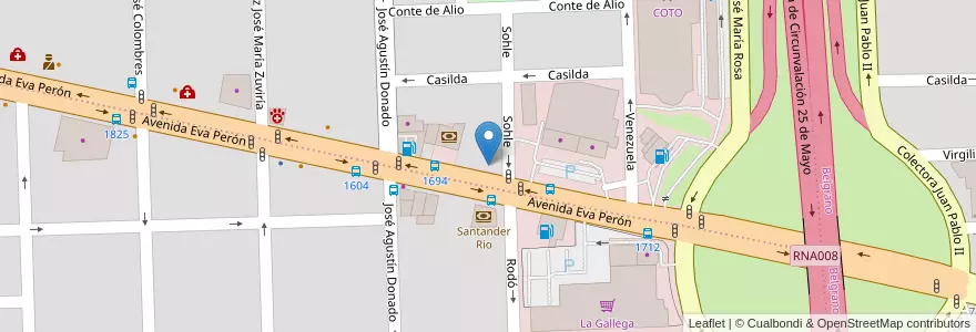 Mapa de ubicacion de Rodó en الأرجنتين, سانتا في, Departamento Rosario, Municipio De Rosario, روساريو.