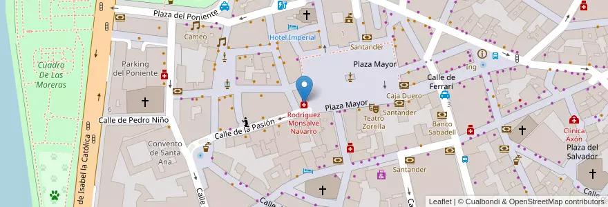 Mapa de ubicacion de Rodríguez Monsalve Navarro en İspanya, Castilla Y León, Valladolid, Valladolid.