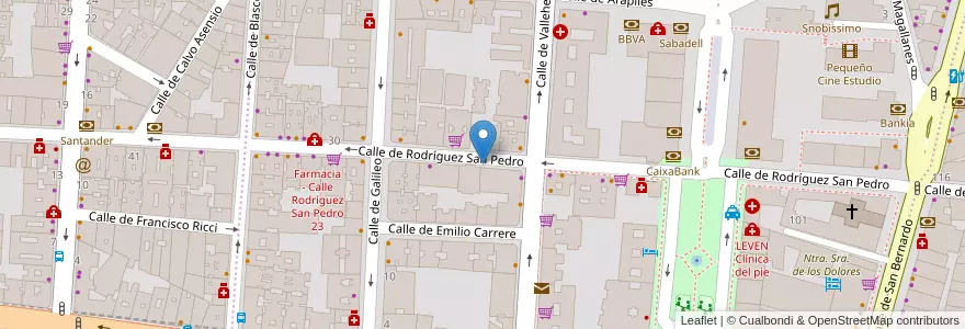 Mapa de ubicacion de RODRIGUEZ SAN PEDRO, CALLE, DE,13 en 西班牙, Comunidad De Madrid, Comunidad De Madrid, Área Metropolitana De Madrid Y Corredor Del Henares, Madrid.