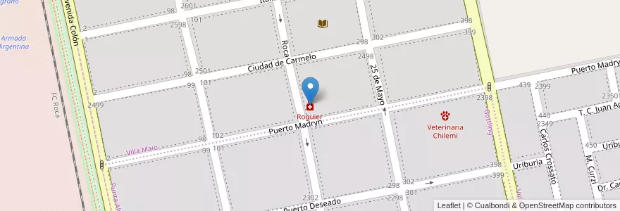 Mapa de ubicacion de Roguier en アルゼンチン, ブエノスアイレス州, Partido De Coronel De Marina Leonardo Rosales, Punta Alta.