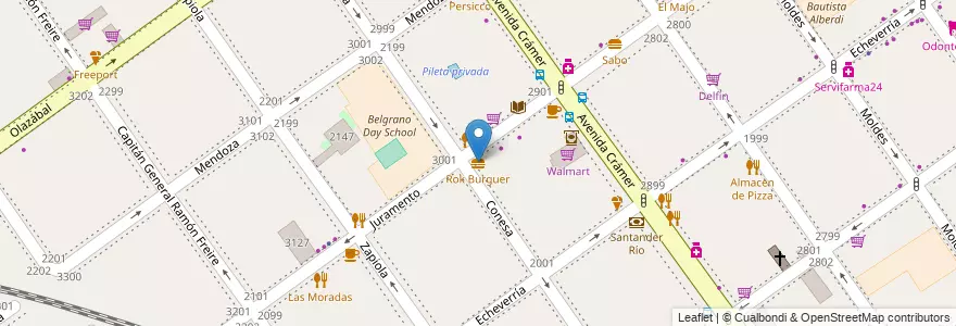 Mapa de ubicacion de Rok Burguer, Belgrano en 아르헨티나, Ciudad Autónoma De Buenos Aires, 부에노스아이레스, Comuna 13.