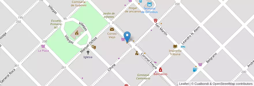 Mapa de ubicacion de Roka Disco en Arjantin, Buenos Aires, Partido De Guaminí, Guaminí.
