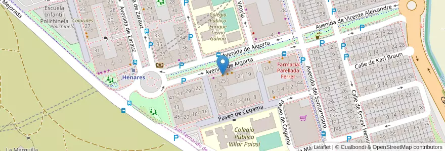 Mapa de ubicacion de Roma en اسپانیا, بخش خودمختار مادرید, بخش خودمختار مادرید, Área Metropolitana De Madrid Y Corredor Del Henares, San Fernando De Henares.