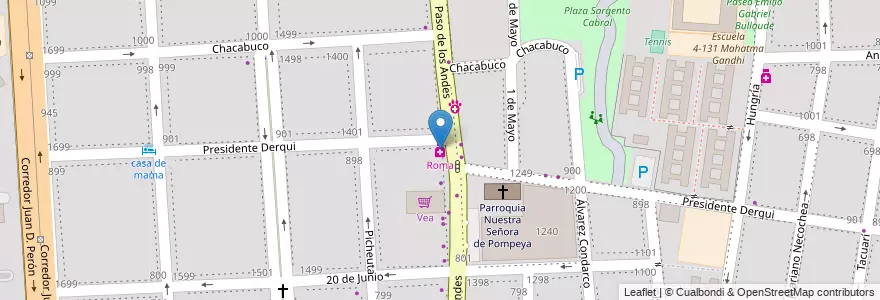 Mapa de ubicacion de Roma en Argentine, Chili, Mendoza, Godoy Cruz, Departamento Godoy Cruz, Distrito Ciudad De Godoy Cruz.