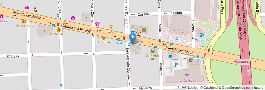 Mapa de ubicacion de Romeo en Argentinië, Santa Fe, Departamento Rosario, Municipio De Rosario, Rosario.