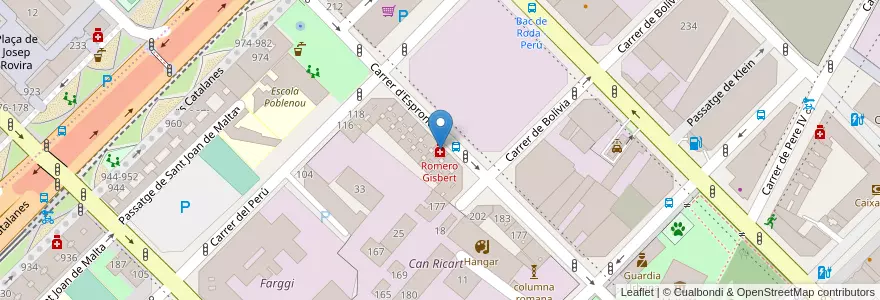 Mapa de ubicacion de Romero Gisbert en 스페인, Catalunya, Barcelona, Barcelonès, 바르셀로나.