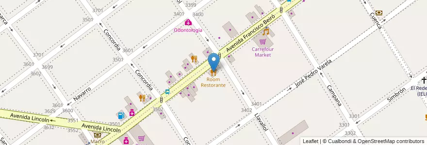 Mapa de ubicacion de Room Restorante, Villa del Parque en Argentinien, Ciudad Autónoma De Buenos Aires, Buenos Aires, Comuna 11.