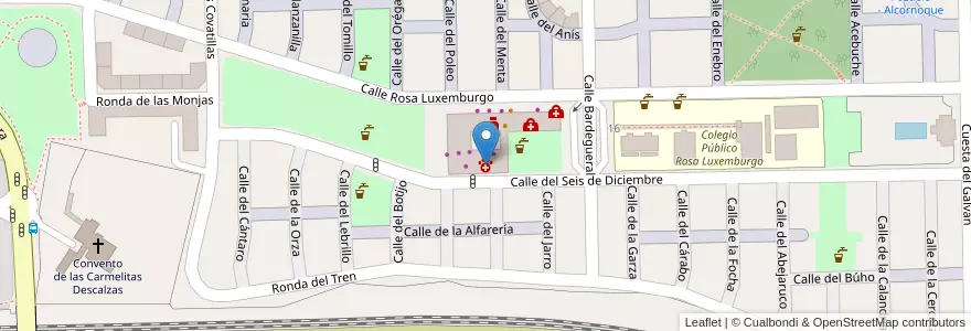 Mapa de ubicacion de Rosa de Luxemburgo en Spanien, Autonome Gemeinschaft Madrid, Autonome Gemeinschaft Madrid, Área Metropolitana De Madrid Y Corredor Del Henares, Madrid.