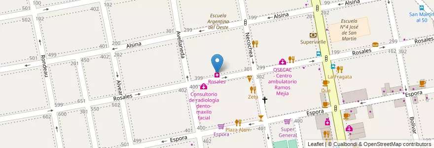 Mapa de ubicacion de Rosales en الأرجنتين, بوينس آيرس, Partido De La Matanza, Ramos Mejía.