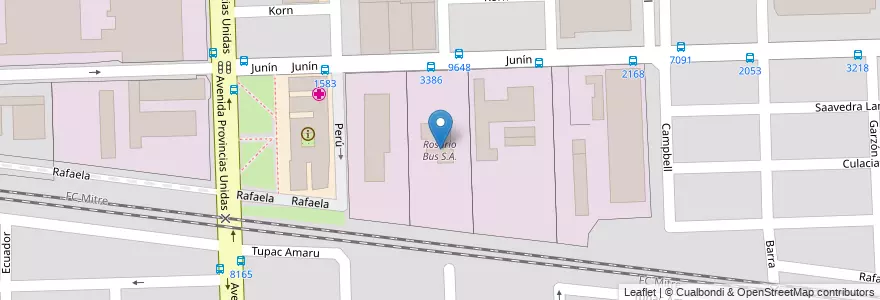 Mapa de ubicacion de Rosario Bus S.A. en 阿根廷, Santa Fe, Departamento Rosario, Municipio De Rosario, 罗萨里奥.