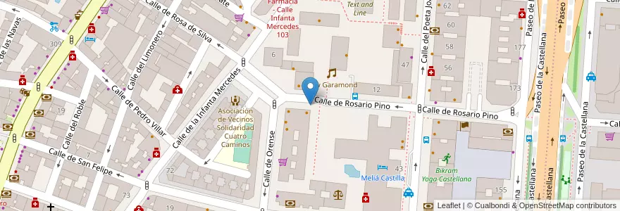 Mapa de ubicacion de ROSARIO PINO, CALLE, DE,17 en اسپانیا, بخش خودمختار مادرید, بخش خودمختار مادرید, Área Metropolitana De Madrid Y Corredor Del Henares, مادرید.