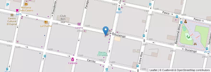 Mapa de ubicacion de Rosario Racers Café en Аргентина, Санта-Фе, Departamento Rosario, Municipio De Rosario, Росарио.