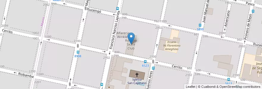 Mapa de ubicacion de Rosario Skate Club en 阿根廷, Santa Fe, Departamento Rosario, Municipio De Rosario, 罗萨里奥.