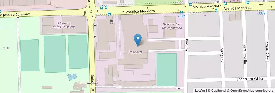 Mapa de ubicacion de Rosental en Argentinië, Santa Fe, Departamento Rosario, Municipio De Rosario, Rosario.