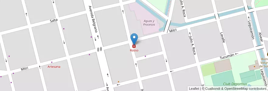 Mapa de ubicacion de Rosso en آرژانتین, سانتافه, Departamento Castellanos, Municipio De Sunchales.