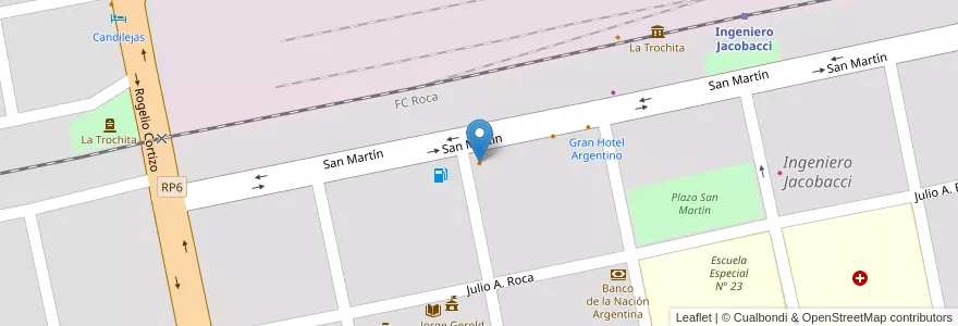 Mapa de ubicacion de Roticeria 23 en Arjantin, Şili, Río Negro, Departamento Veinticinco De Mayo, Ingeniero Jacobacci.