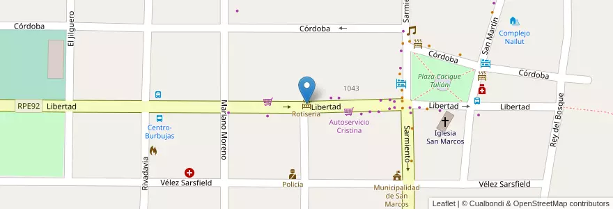 Mapa de ubicacion de Rotiseria en Arjantin, Córdoba, Departamento Cruz Del Eje, Pedanía San Marcos, San Marcos Sierras, Municipio De San Marcos Sierras, San Marcos Sierra.