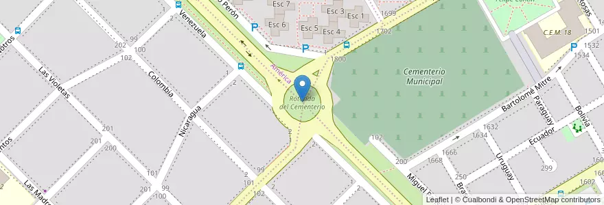 Mapa de ubicacion de Rotonda del Cementerio en 아르헨티나, 리오네그로주, Departamento Adolfo Alsina, Viedma, Viedma.
