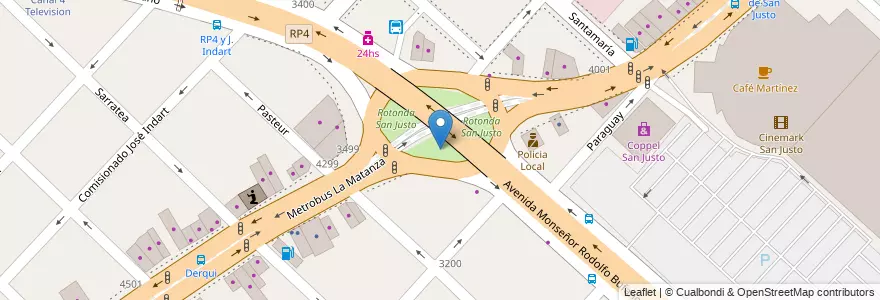 Mapa de ubicacion de Rotonda San Justo en Argentinië, Buenos Aires, Partido De La Matanza, San Justo.
