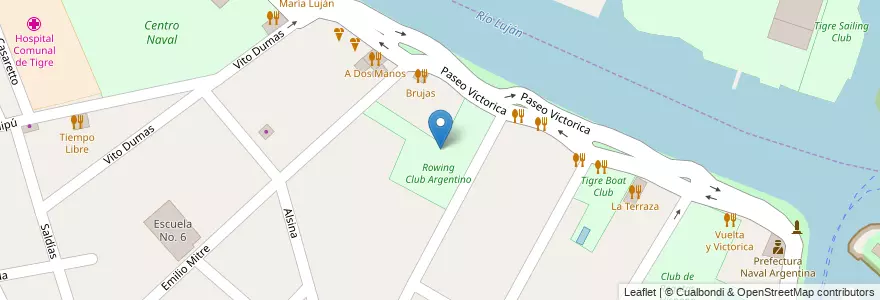 Mapa de ubicacion de Rowing Club Argentino en Аргентина, Буэнос-Айрес, Partido De Tigre, Tigre.