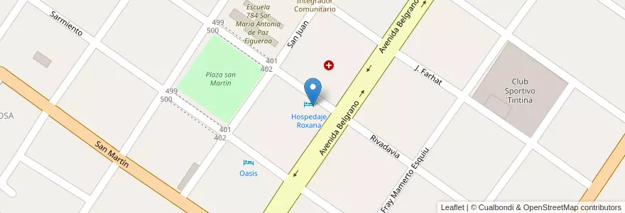 Mapa de ubicacion de Roxana en アルゼンチン, サンティアゴ・デル・エステロ州, Departamento Moreno.