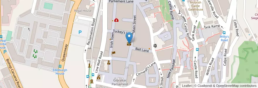Mapa de ubicacion de Royal Gibraltar Post Office en İspanya, Cebelitarık, Gibraltar.