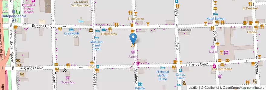 Mapa de ubicacion de Rua, San Telmo en Arjantin, Ciudad Autónoma De Buenos Aires, Comuna 1, Buenos Aires.