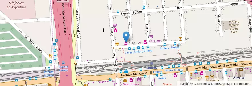 Mapa de ubicacion de Ruben Otero, Liniers en Argentinien, Ciudad Autónoma De Buenos Aires, Comuna 9, Buenos Aires.