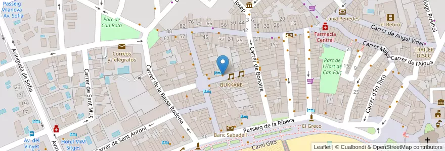 Mapa de ubicacion de RUBY´S en Espagne, Catalogne, Barcelone, Garraf, Sitges.