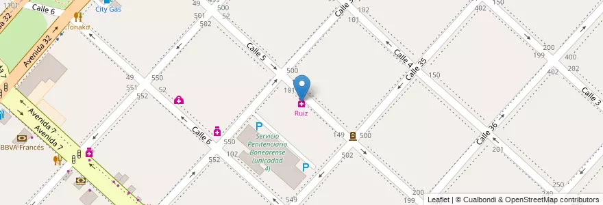 Mapa de ubicacion de Ruiz, Casco Urbano en 아르헨티나, 부에노스아이레스주, Partido De La Plata.