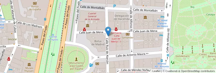 Mapa de ubicacion de RUIZ DE ALARCON, CALLE, DE,5 en Spain, Community Of Madrid, Community Of Madrid, Área Metropolitana De Madrid Y Corredor Del Henares, Madrid.