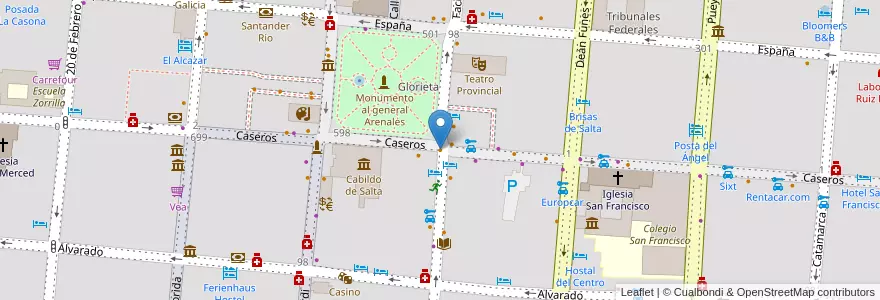 Mapa de ubicacion de Rustiko Cafetería Bar en アルゼンチン, サルタ州, Capital, Municipio De Salta, Salta.