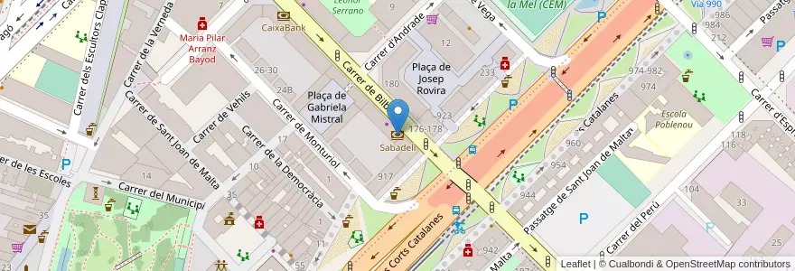 Mapa de ubicacion de Sabadell en اسپانیا, Catalunya, Barcelona, Barcelonès, Barcelona.