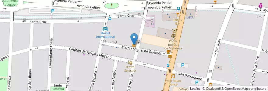 Mapa de ubicacion de Sabores Pizzas en Argentina, Chile, Mendoza, Departamento Capital, Sección 2ª Barrio Cívico, Ciudad De Mendoza.