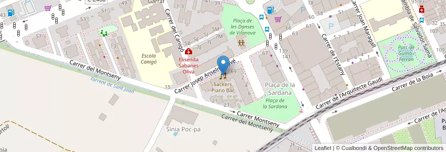 Mapa de ubicacion de Sackers Piano Bar en Spanien, Katalonien, Barcelona, Garraf, Vilanova I La Geltrú.