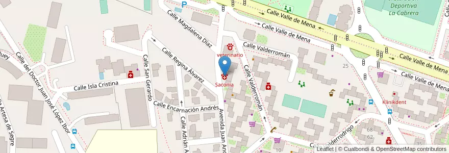 Mapa de ubicacion de Saconia en Испания, Мадрид, Мадрид, Área Metropolitana De Madrid Y Corredor Del Henares, Мадрид.