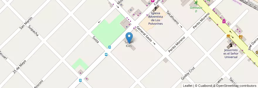 Mapa de ubicacion de Safari Kids en Arjantin, Buenos Aires, Partido De Malvinas Argentinas, Los Polvorines.