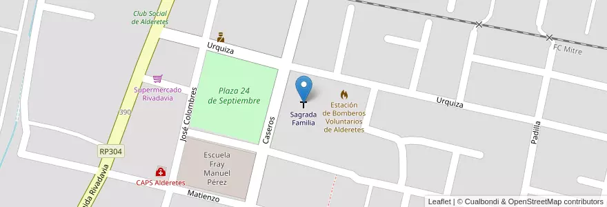 Mapa de ubicacion de Sagrada Familia en Аргентина, Тукуман, Departamento Cruz Alta, Alderetes.