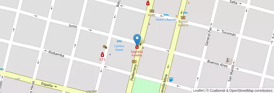 Mapa de ubicacion de Sagrada Familia en 阿根廷, San Luis, General Pedernera, Villa Mercedes, Municipio De Villa Mercedes.