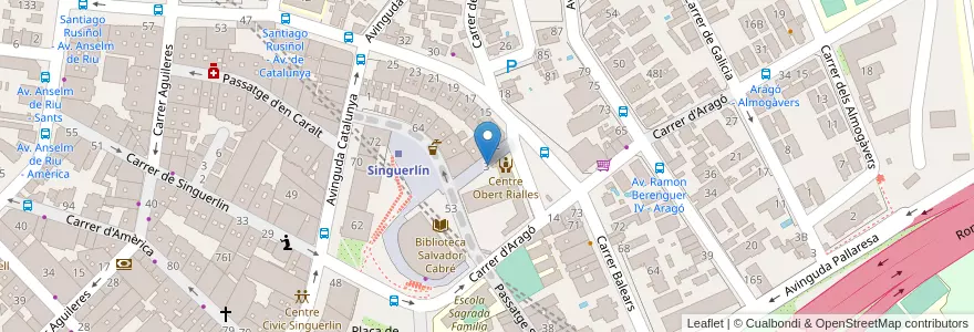 Mapa de ubicacion de Sagrada Familia Edificio Infantil en スペイン, カタルーニャ州, Barcelona, バルサルネス, Santa Coloma De Gramenet.