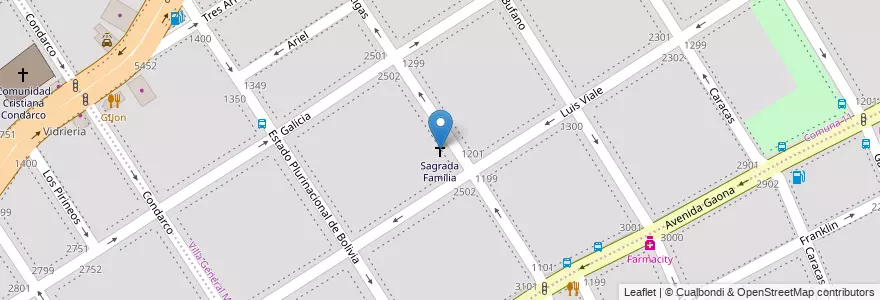 Mapa de ubicacion de Sagrada Familia, Villa General Mitre en 阿根廷, Ciudad Autónoma De Buenos Aires, 布宜诺斯艾利斯.
