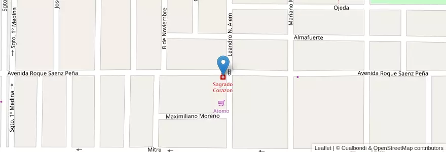 Mapa de ubicacion de Sagrado Corazon en Argentine, Mendoza, General Alvear, Distrito Ciudad De General Alvear.