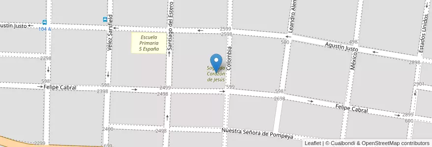 Mapa de ubicacion de Sagrado Corazón de Jesús en Argentina, Corrientes, Departamento Capital, Corrientes, Corrientes.