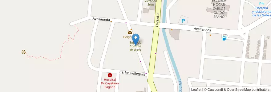 Mapa de ubicacion de Sagrado Corazón de Jesús en アルゼンチン, サルタ州, Los Andes, Municipio De San Antonio De Los Cobres.