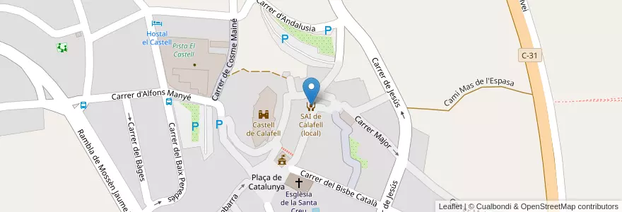 Mapa de ubicacion de SAI de Calafell (local) en إسبانيا, كتالونيا, Tarragona, Baix Penedès, Calafell.