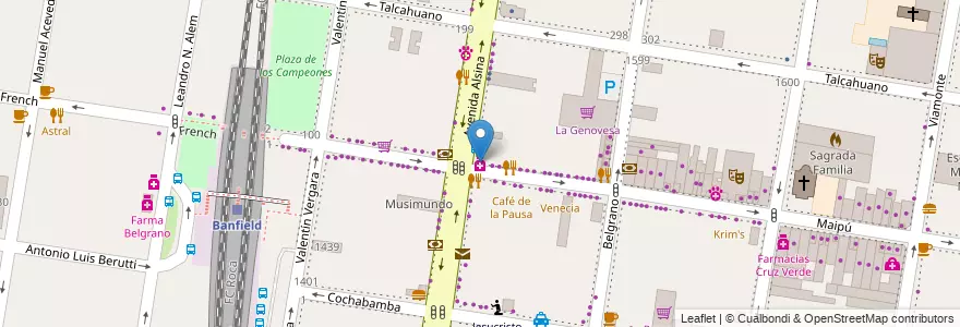 Mapa de ubicacion de Saibene en Arjantin, Buenos Aires, Partido De Lomas De Zamora, Banfield.