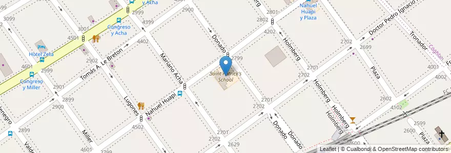 Mapa de ubicacion de Saint Patrick's School, Villa Urquiza en アルゼンチン, Ciudad Autónoma De Buenos Aires, Comuna 12, ブエノスアイレス.